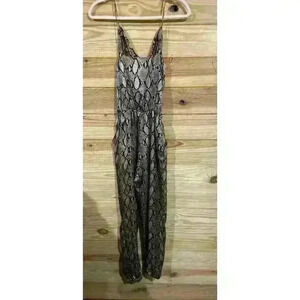 South Scoop Cowl Neck Satin Snakeskin Jogger Jumpsuit, S